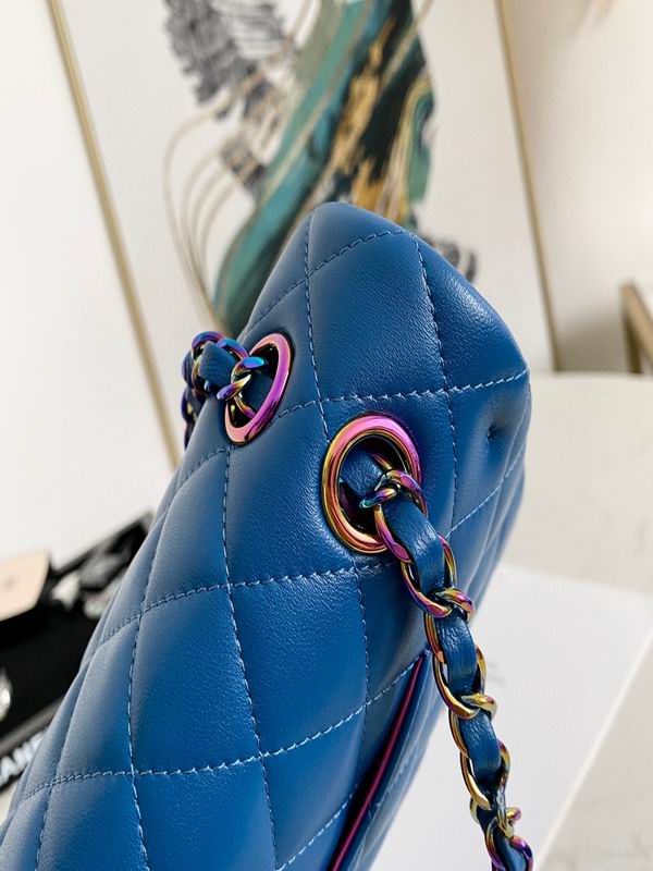 Chanel Classic Medium Blue Lambskin Rainbow Hardware - Image 7