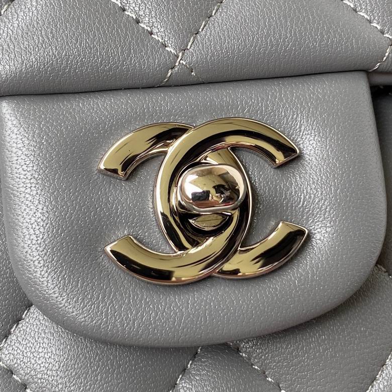 Chanel Lambskin Quilted Small Double Flap Grey - Image 5