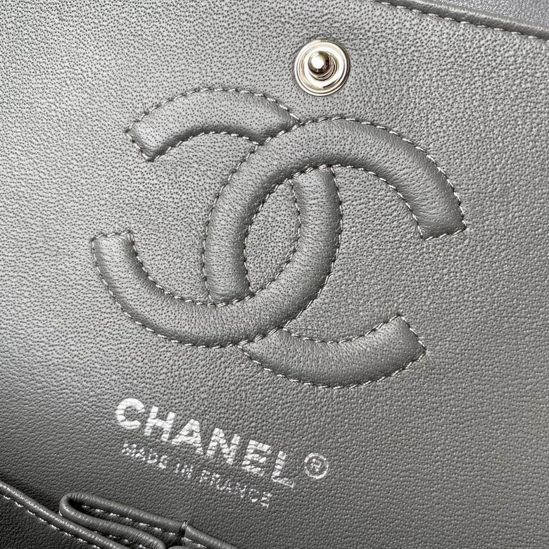 Chanel Lambskin Quilted Small Double Flap Grey - Image 9