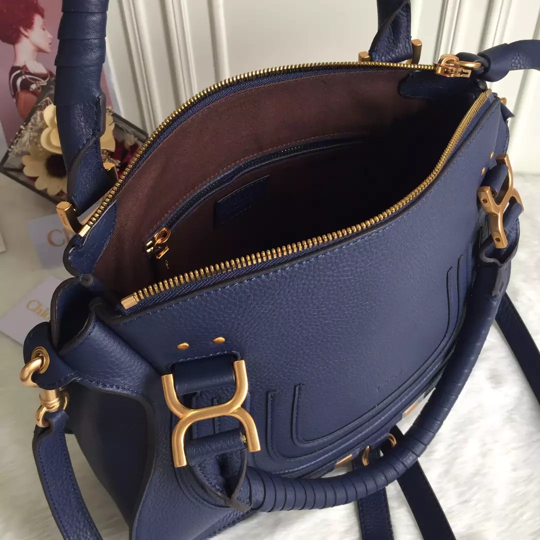 Chloé Marcie Navy Double Carry Bag - Repbags.ru - Image 9