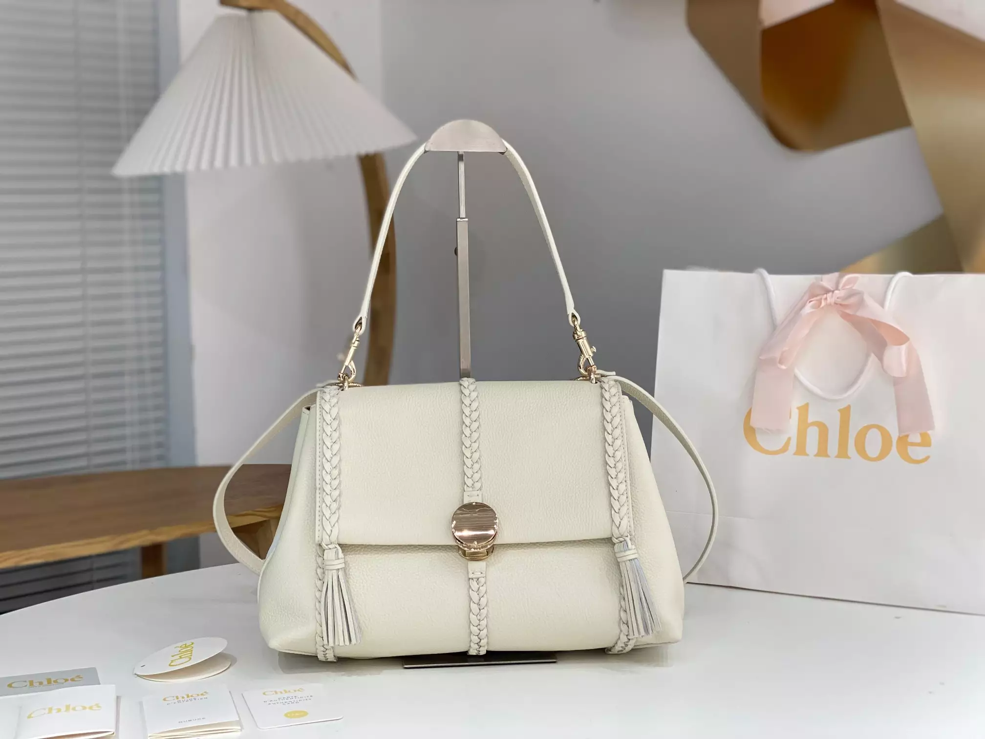 Chloé Penelope Medium White Leather - Repbags.ru - Image 3