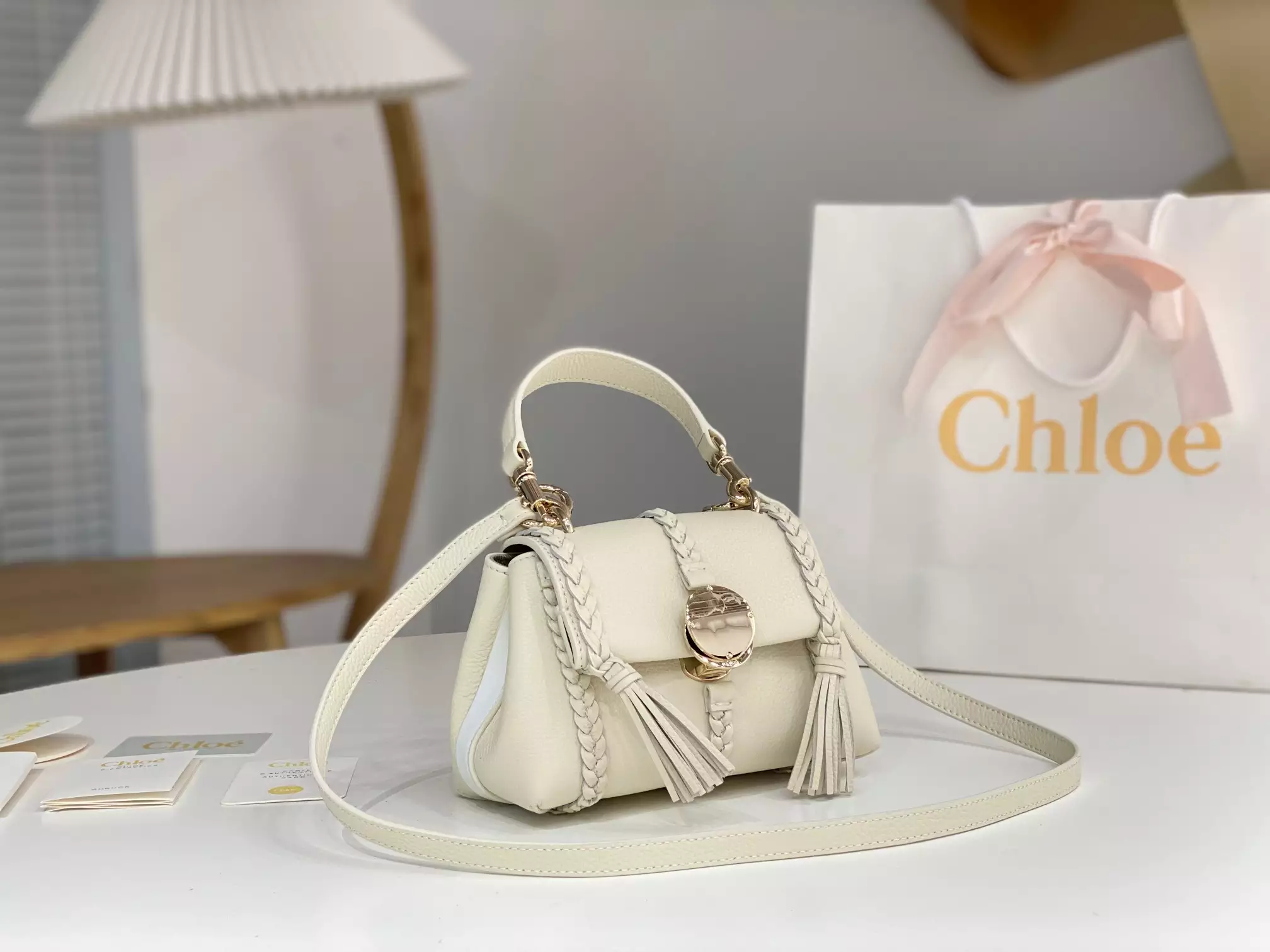 Chloé Penelope Mini Soft Misty Ivory Leather - Repbags.ru - Image 4