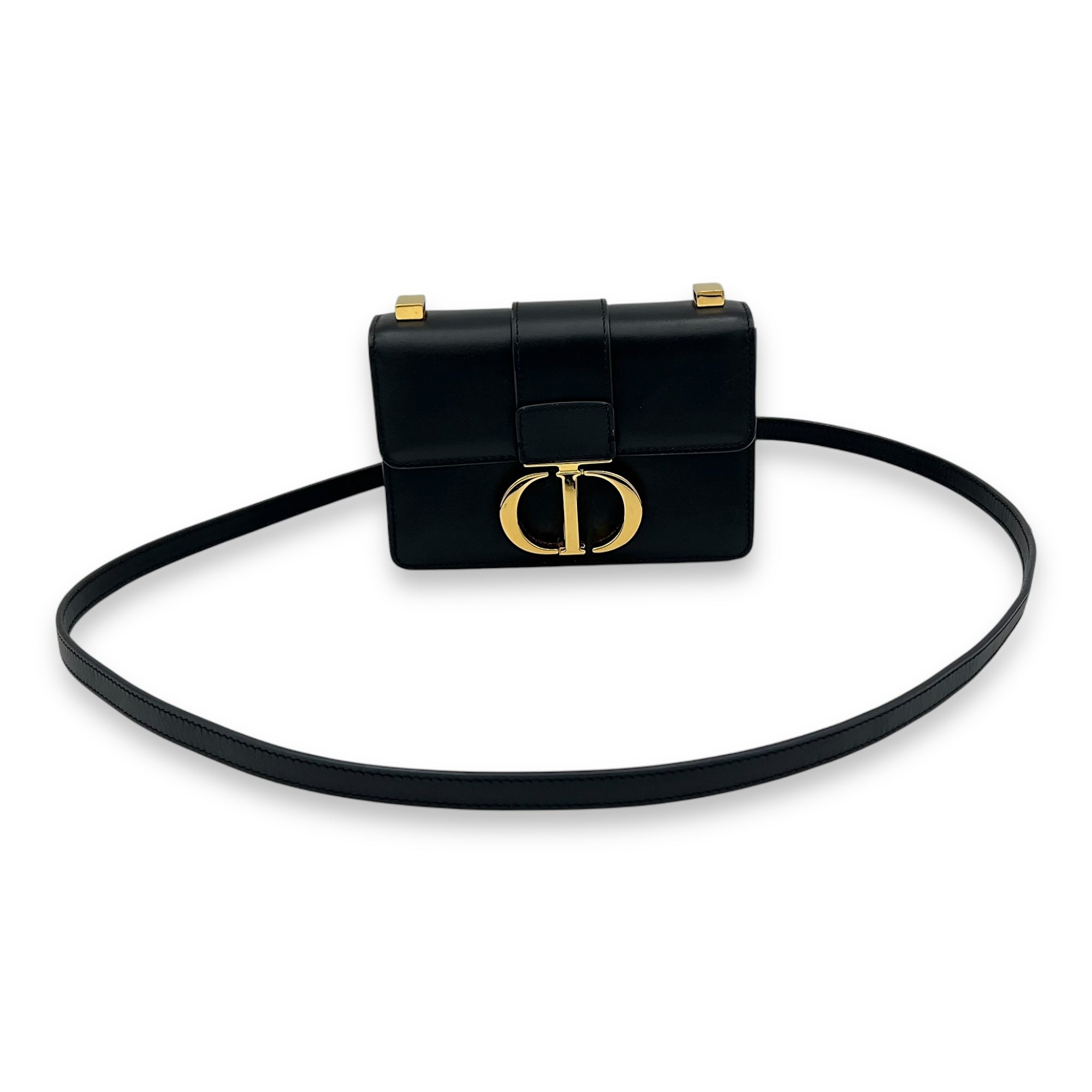 30 Montaigne Micro Black Crossbody Bag in Calfskin, Gold hardware - Image 11
