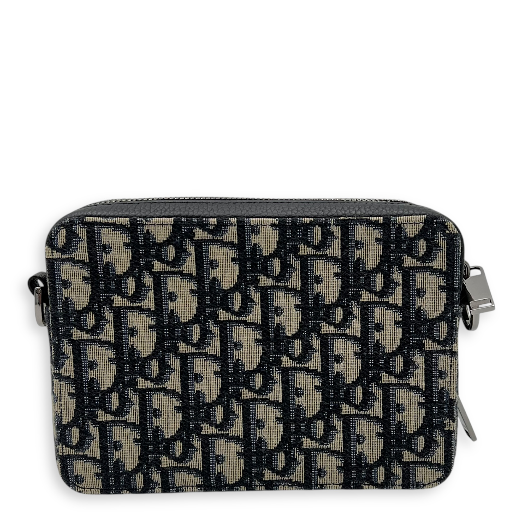 Zipped Pouch Crossbody Bag Blue in Canvas, Silver hardware - Image 3