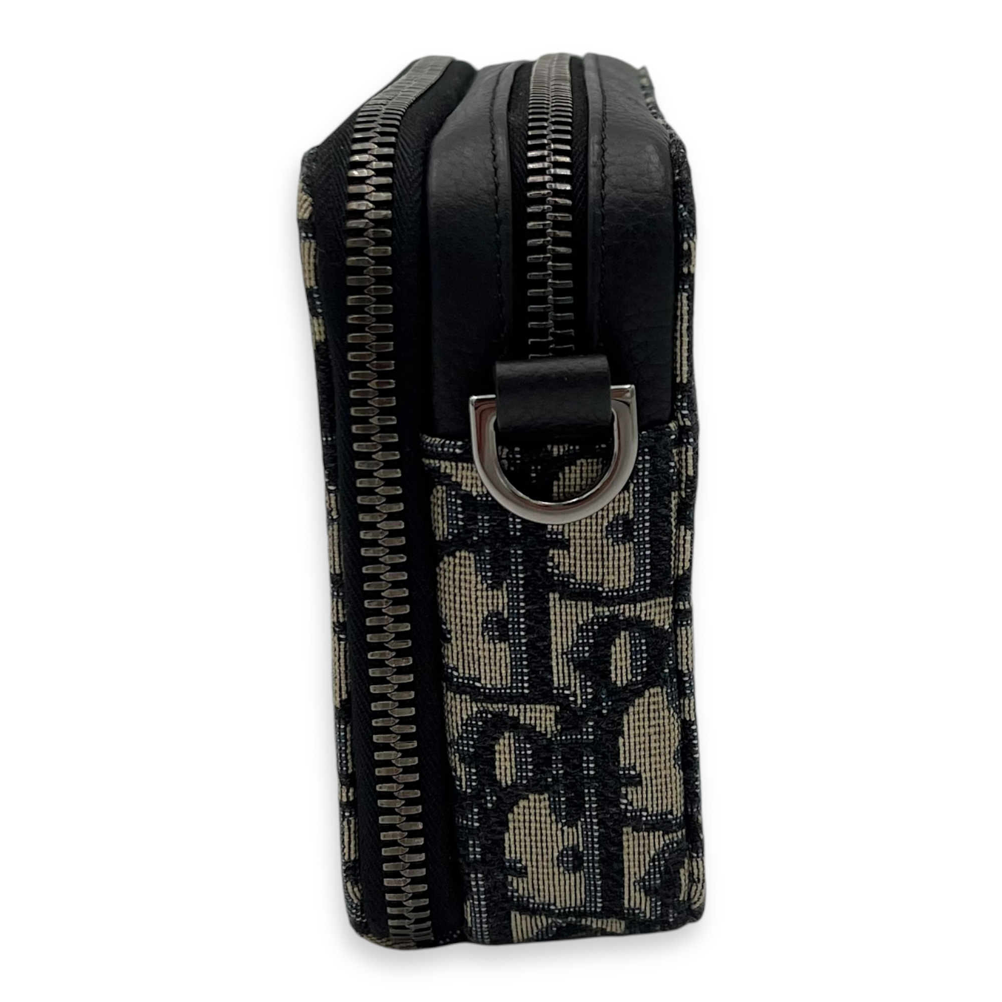 Zipped Pouch Crossbody Bag Blue in Canvas, Silver hardware - Image 4