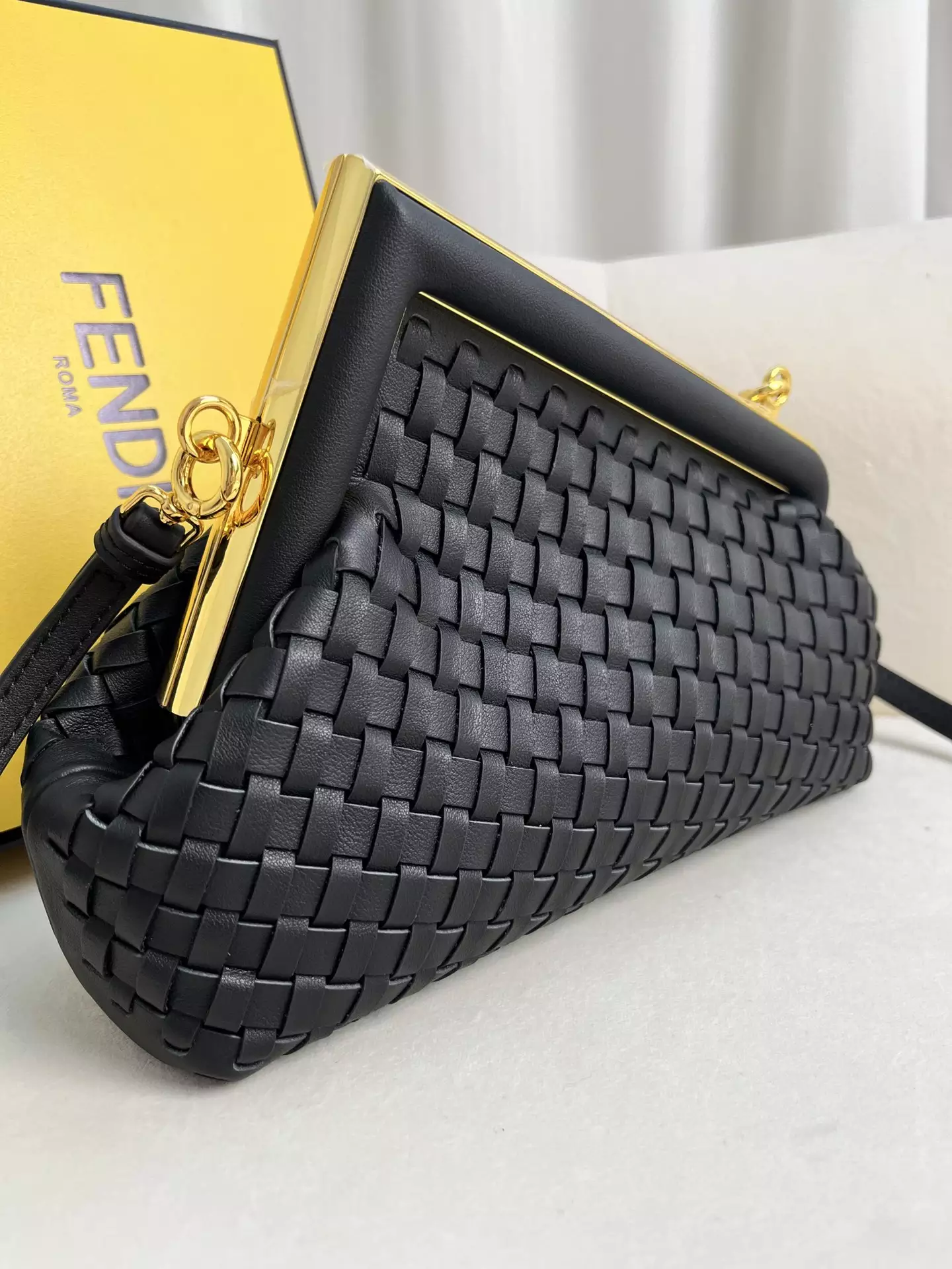 Fendi First Small Black Interlaced Leather Bag - Repbags.ru - Image 5