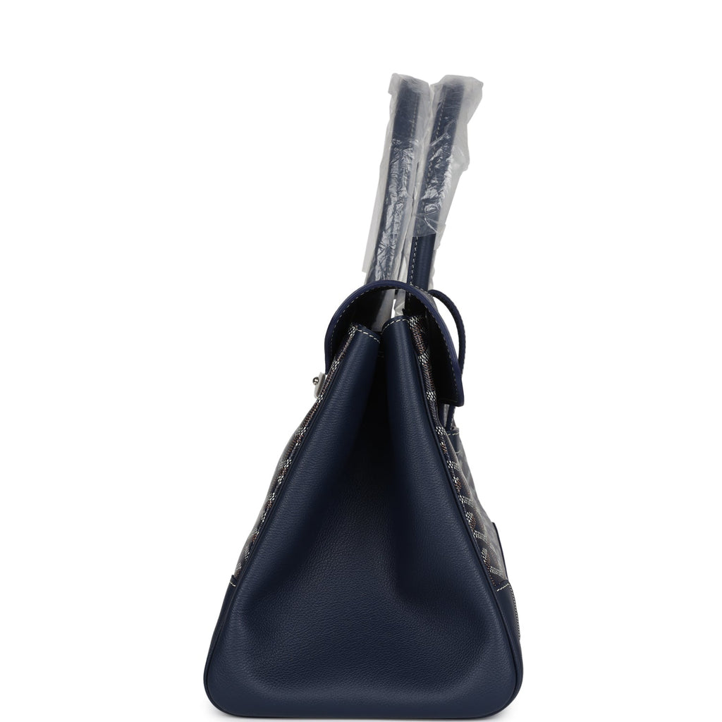 Goyard Saigon Tote Navy Blue Goyardine Canvas Palladium Hardware - Image 4