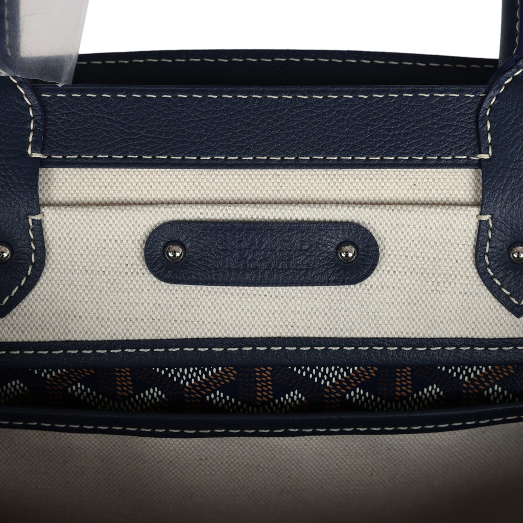 Goyard Saigon Tote Navy Blue Goyardine Canvas Palladium Hardware - Image 9