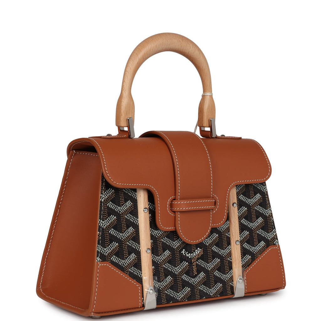 Goyard Saigon Structure Mini Bag Black and Brown Goyardine Canvas Palladium Hardware - Image 3