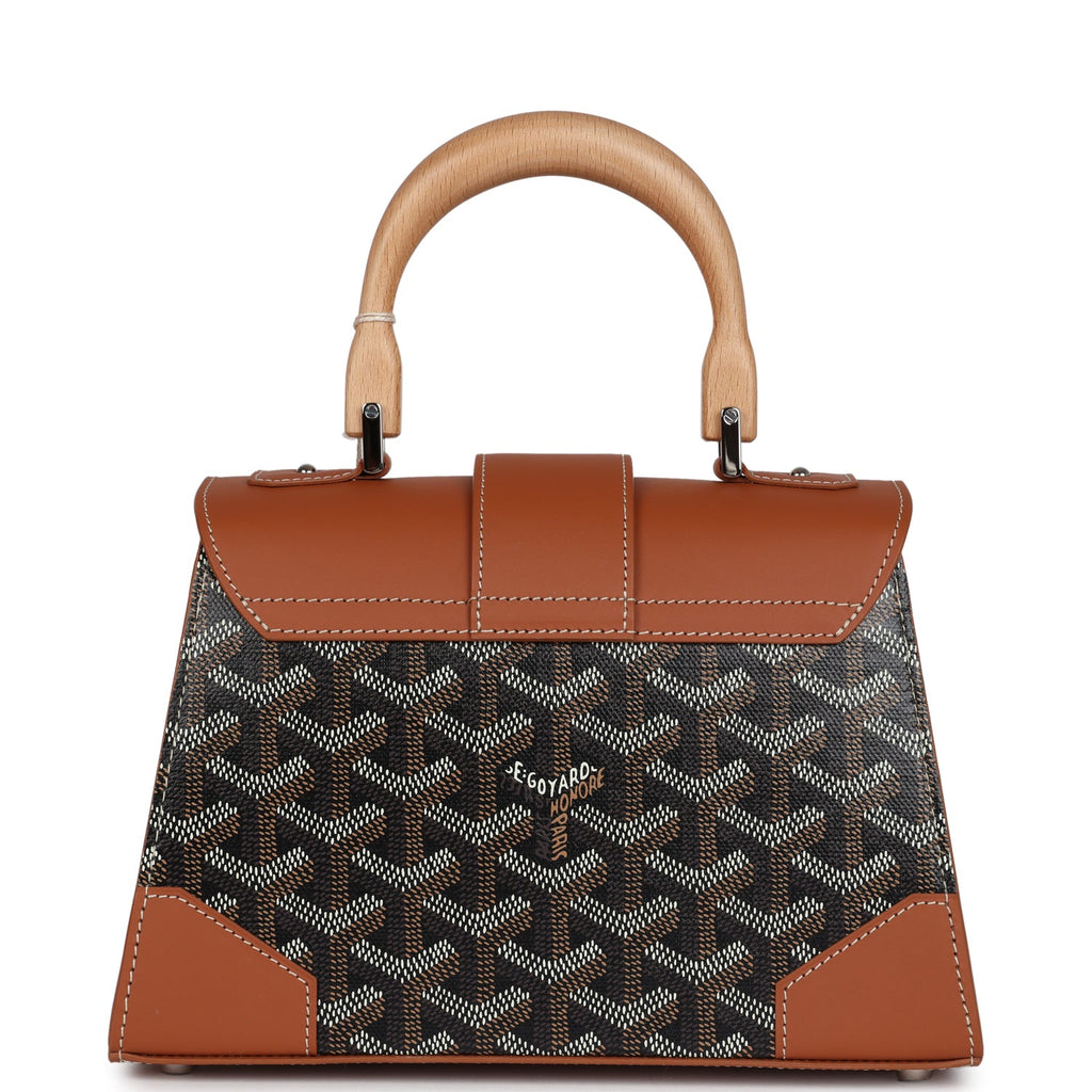 Goyard Saigon Structure Mini Bag Black and Brown Goyardine Canvas Palladium Hardware - Image 5