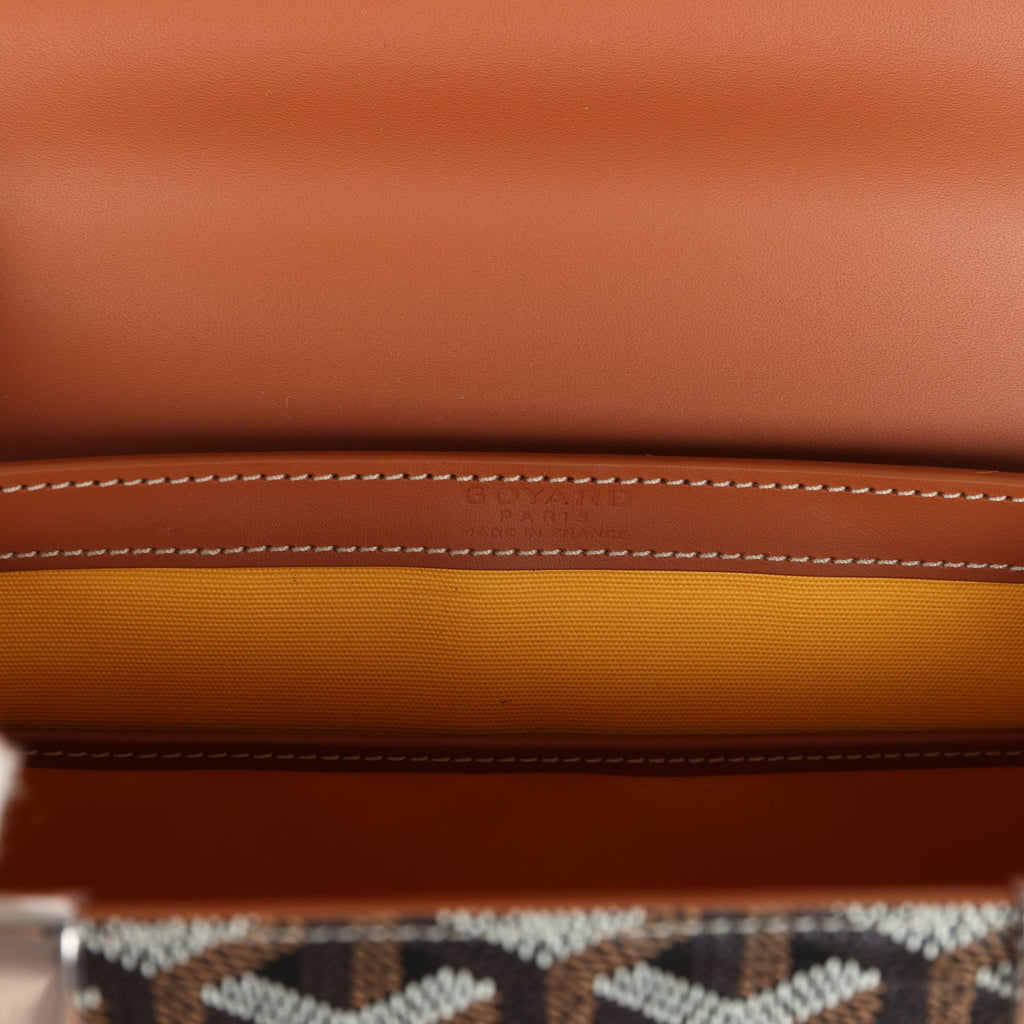 Goyard Saigon Structure Mini Bag Black and Brown Goyardine Canvas Palladium Hardware - Image 9