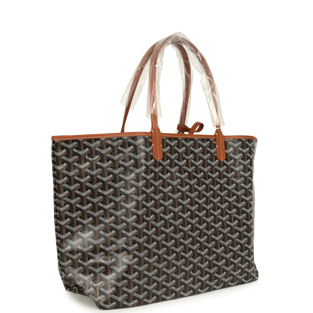 Goyard Goyardine Black and Brown Saint Louis PM Tote Bag Palladium Hardware - Image 3