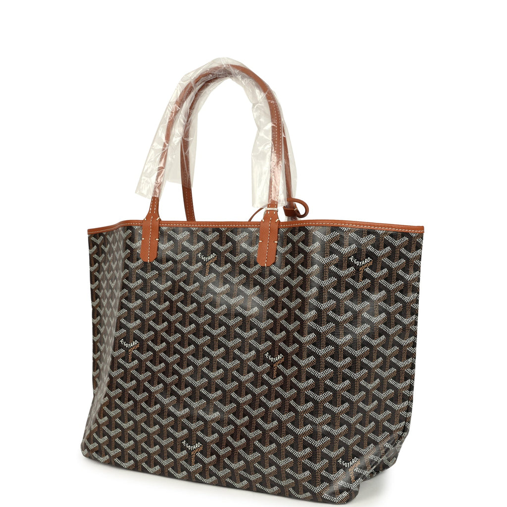 Goyard Goyardine Black and Brown Saint Louis PM Tote Bag Palladium Hardware - Image 6