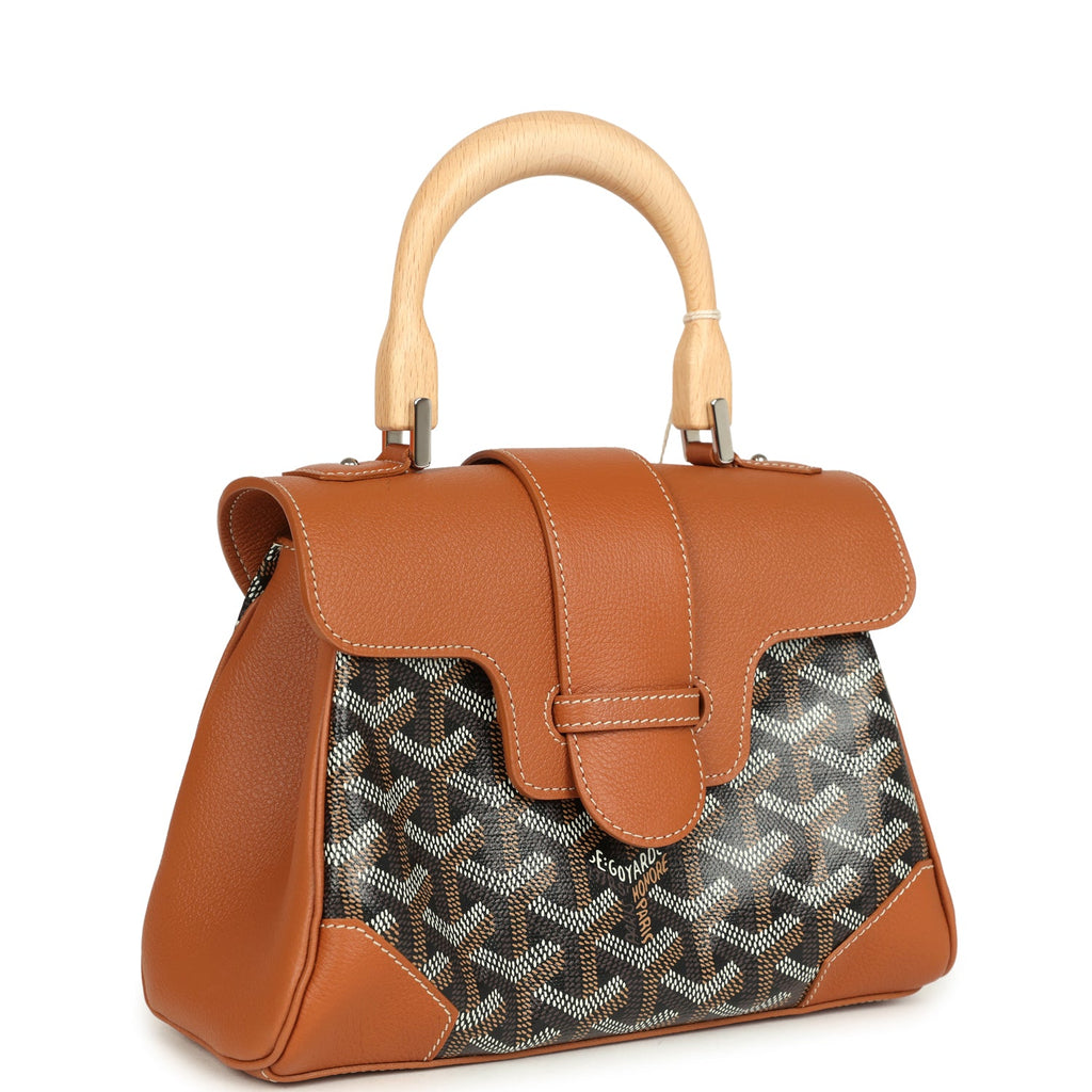 Goyard Saigon Souple Mini Bag Black and Brown Goyardine Canvas Palladium Hardware - Image 3