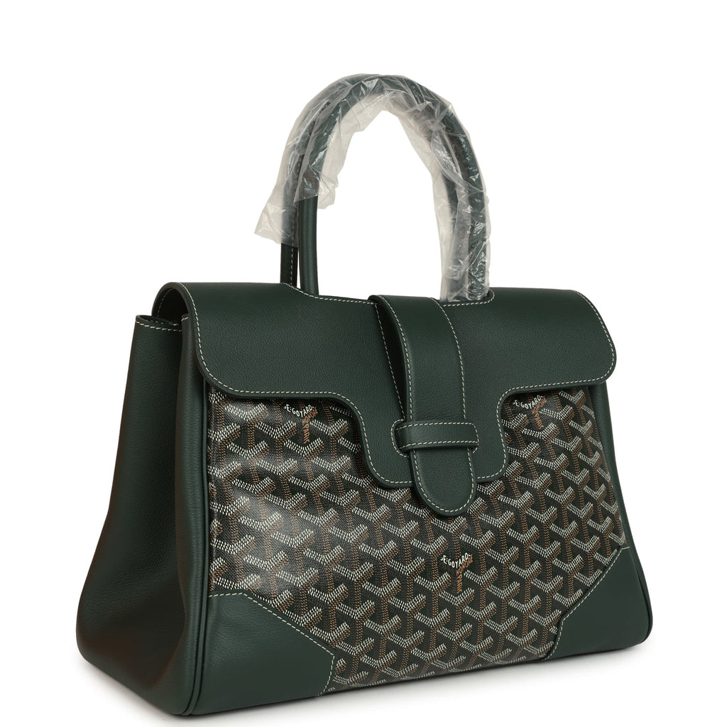 Goyard Saigon Tote Dark Green Goyardine Canvas Palladium Hardware - Image 3