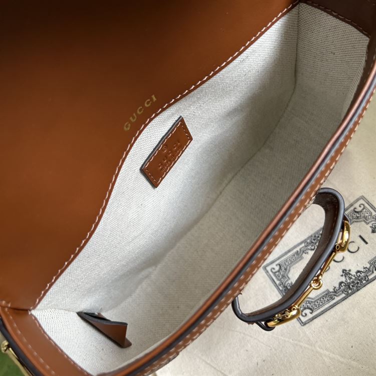 Gucci Horsebit 1955 GG mini bag Camel ebony canvas - Image 9