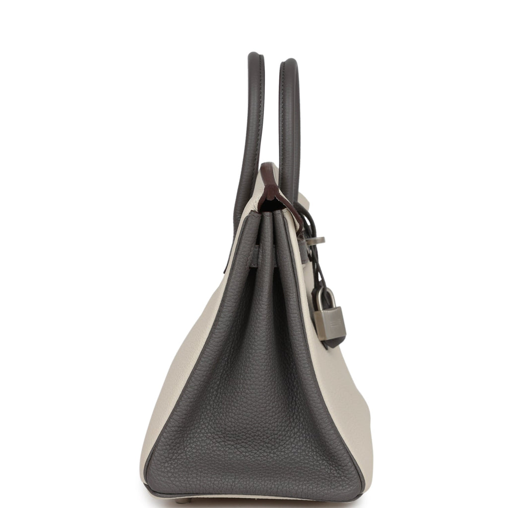 Hermes Special Order (HSS) Birkin 25 Beton and Etain Togo Brushed Palladium Hardware - Image 4
