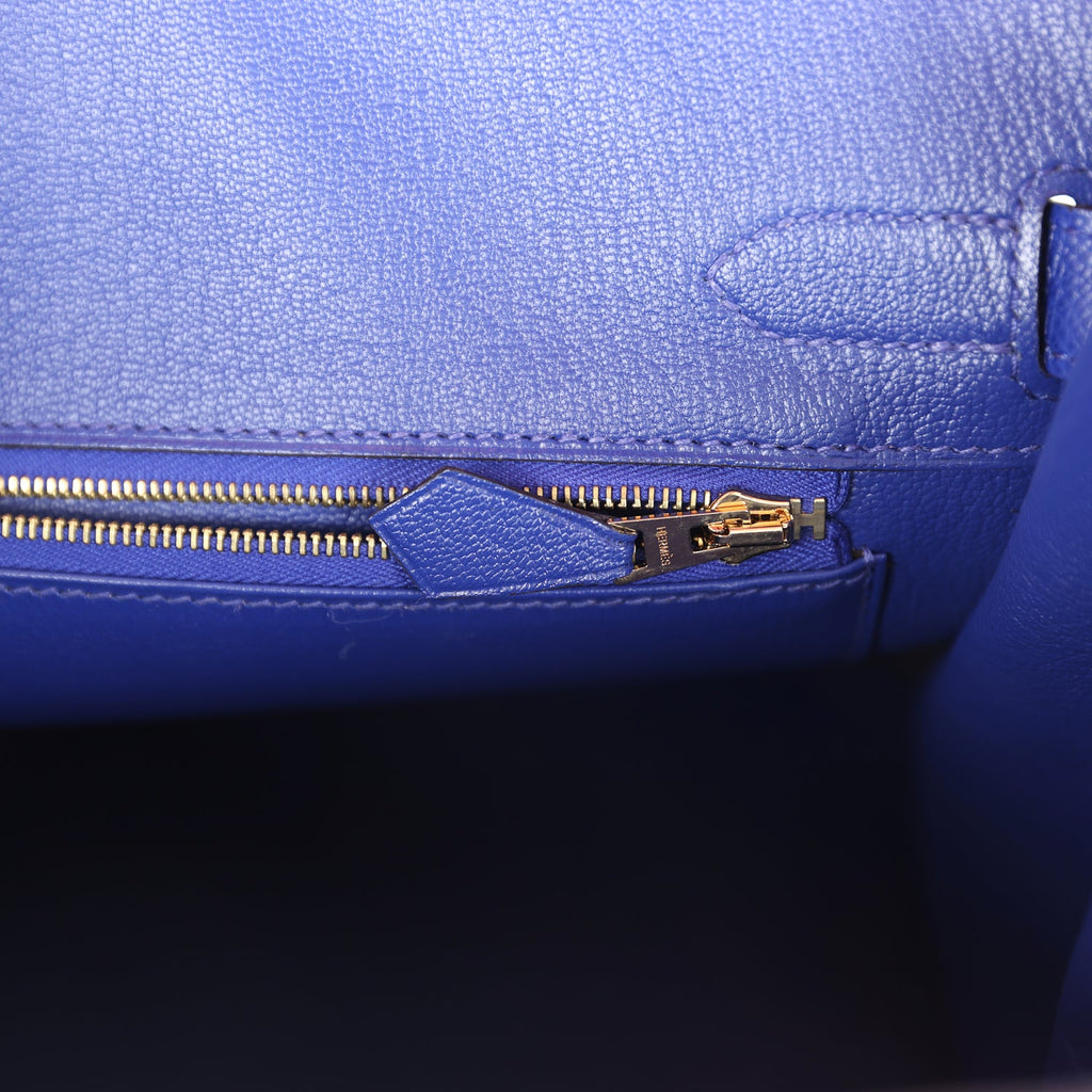 Hermes Special Order (HSS) Birkin 30 Rose Confetti and Bleu Electric Epsom Brushed Gold Hardware - Image 10
