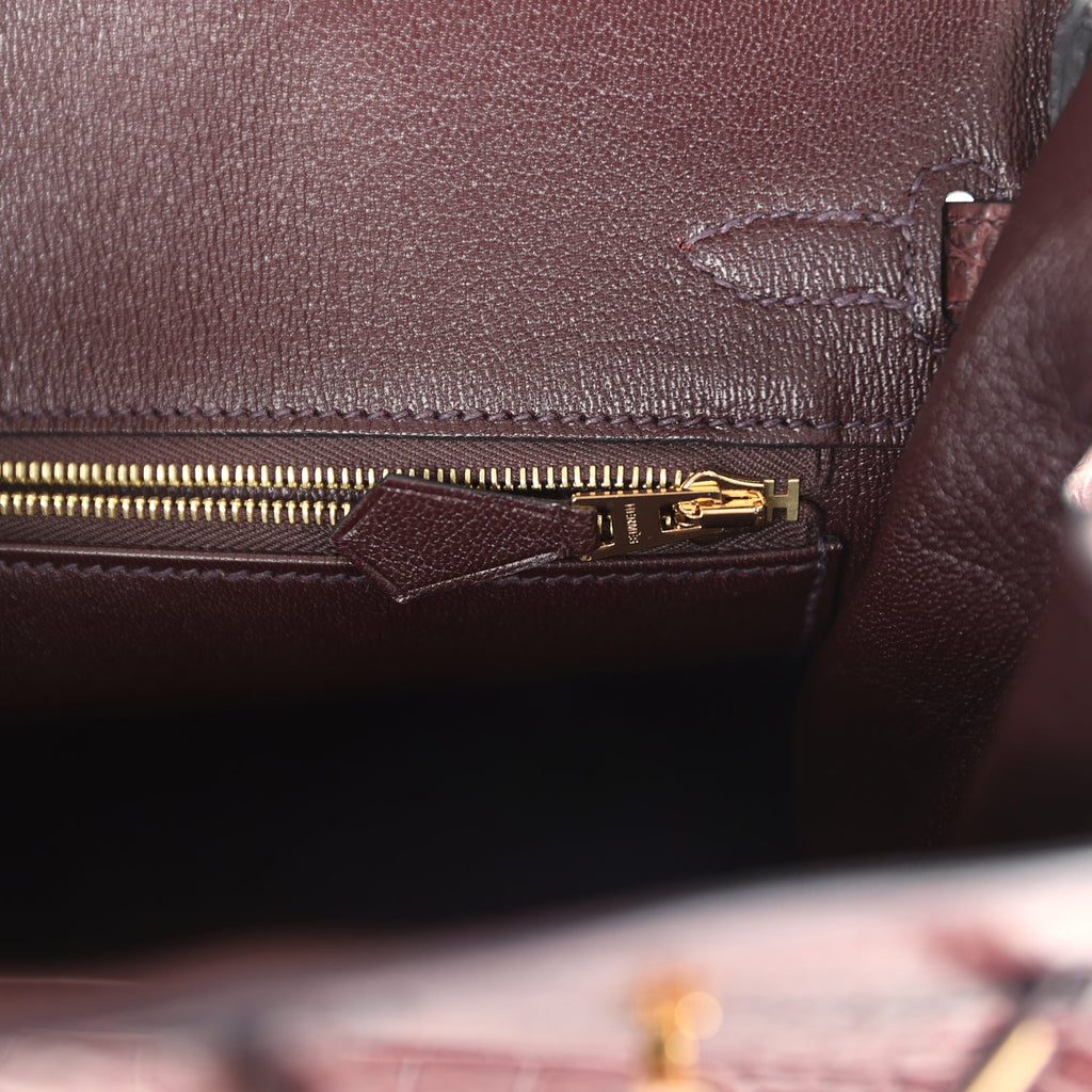 Pre-owned Hermes Birkin 25 Rouge Sellier Matte Porosus Crocodile Gold Hardware - Image 10
