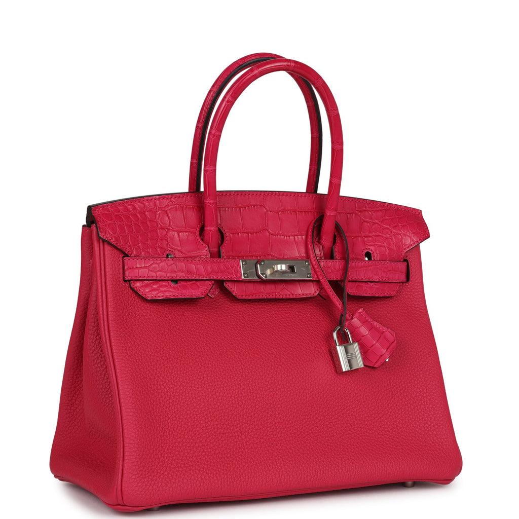 Hermes Birkin 30 Framboise Matte Alligator Togo Touch Palladium Hardware - Image 3