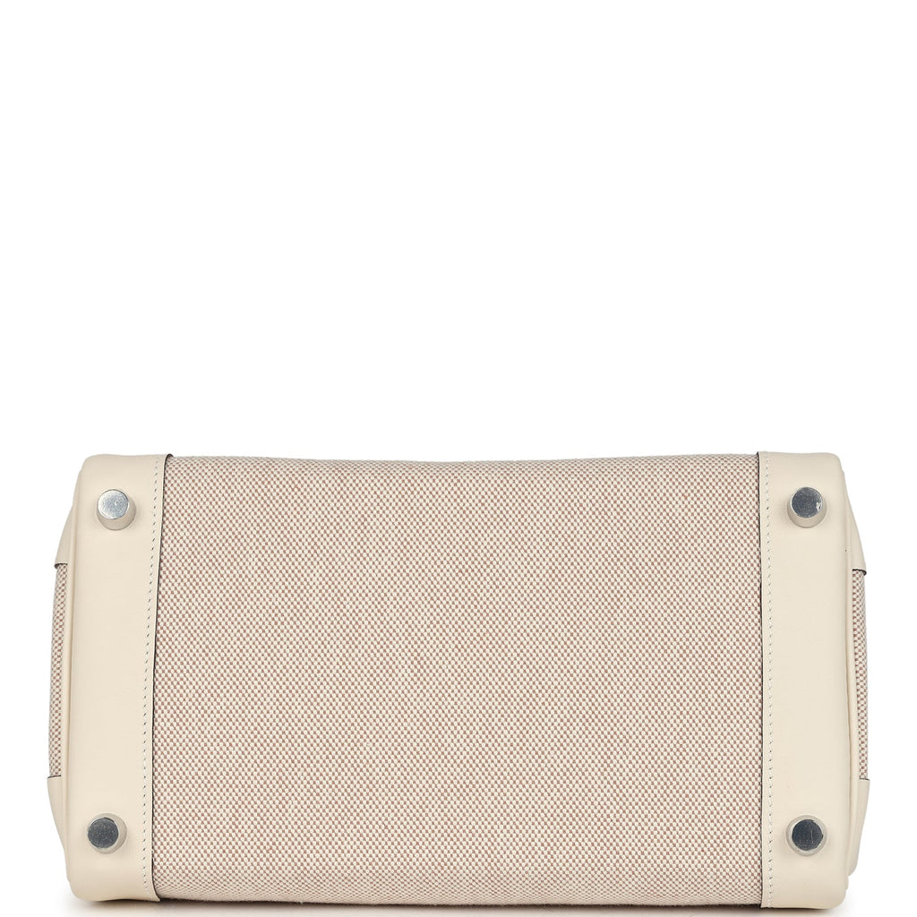 Hermes Birkin 25 Nata Swift and Ecru-Beige Toile H Canvas Palladium Hardware - Image 7