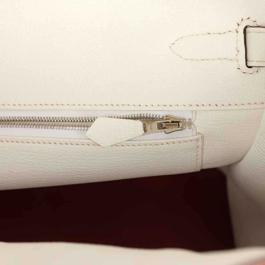 Pre-owned Hermes Birkin 35 Eclat Sanguine and White Clemence Palladium Hardware - Image 10