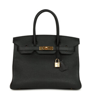 Pre-owned Hermes Birkin 30 Black Togo Gold Hardware