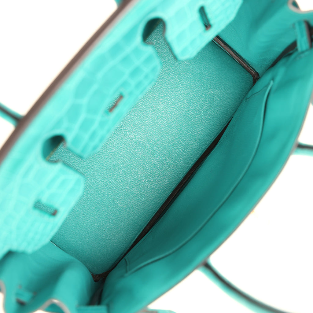 Pre-owned Hermes Birkin 30 Bleu Paon Matte Alligator Gold Hardware - Image 9