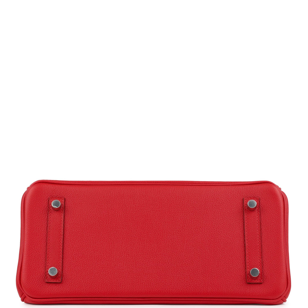 Hermes Shoulder Birkin Light 29 Rouge Radieux Evercolor Palladium Hardware - Image 7