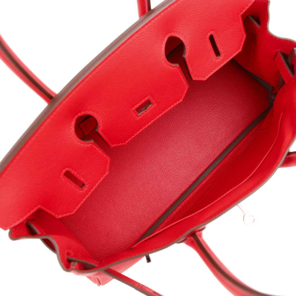 Hermes Shoulder Birkin Light 29 Rouge Radieux Evercolor Palladium Hardware - Image 9