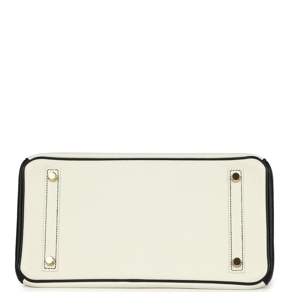 Pre-owned Hermes Special Order (HSS) Birkin 30 White and Black Clemence Permabrass Hardware - Image 7
