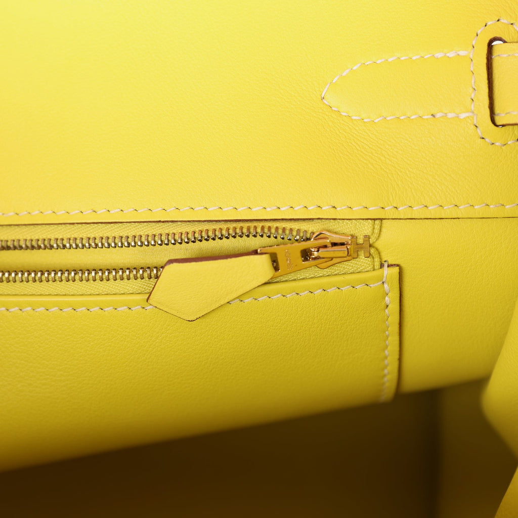 Pre-owned Hermes Special Order (HSS) Birkin 35 5P Bubblegum and Lime Swift Gold Hardware - Image 10