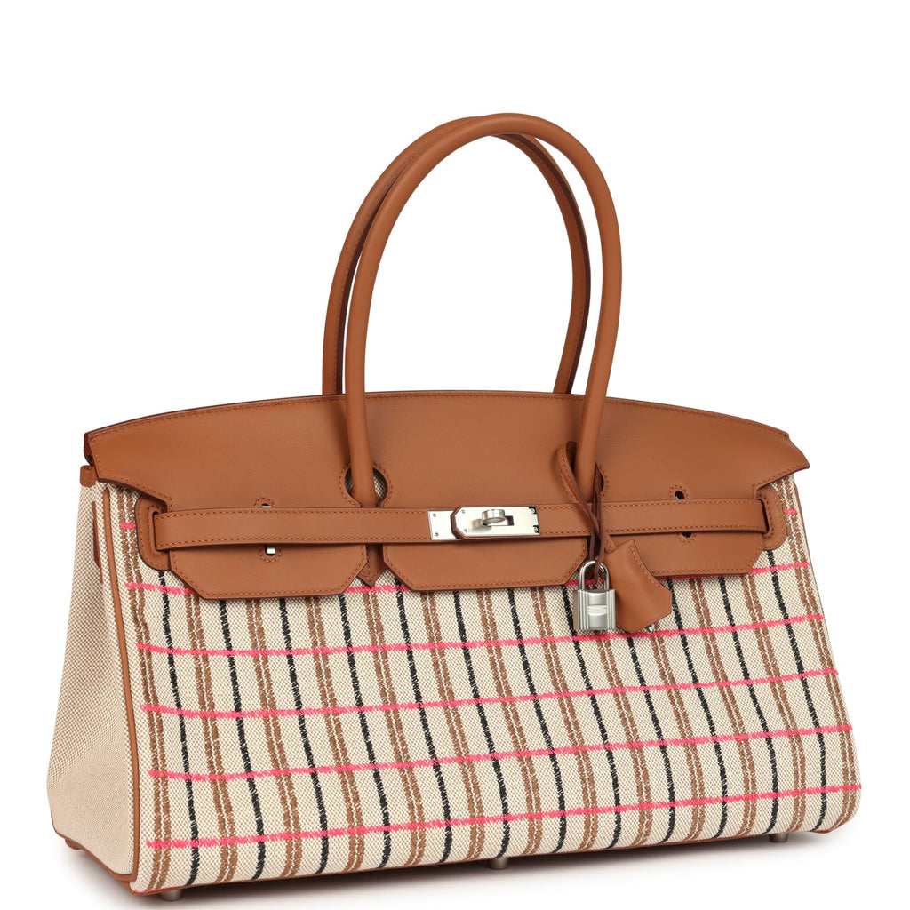 Hermes Shoulder Birkin Light 39 Multicolor Toile and Gold Swift Palladium Hardware - Image 3