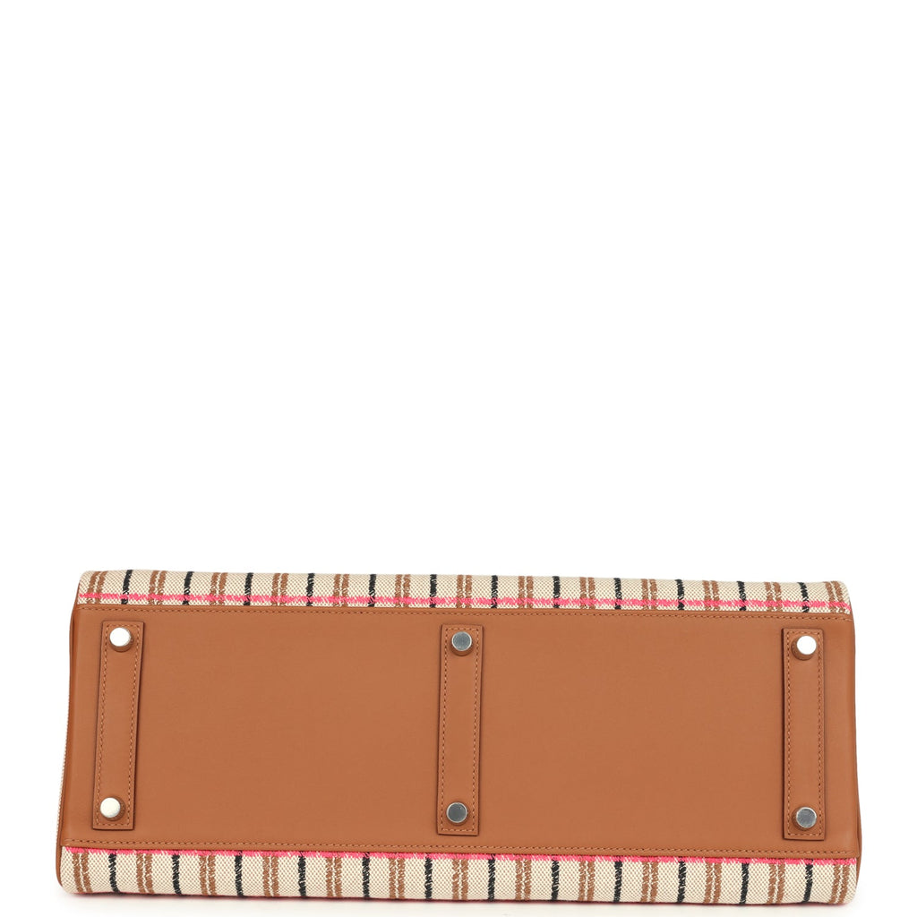 Hermes Shoulder Birkin Light 39 Multicolor Toile and Gold Swift Palladium Hardware - Image 7