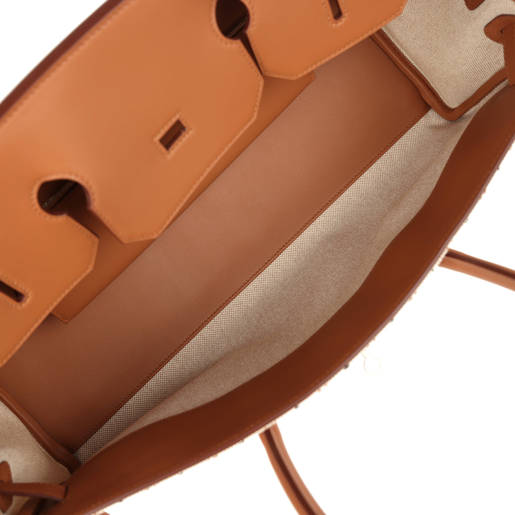 Hermes Shoulder Birkin Light 39 Multicolor Toile and Gold Swift Palladium Hardware - Image 9