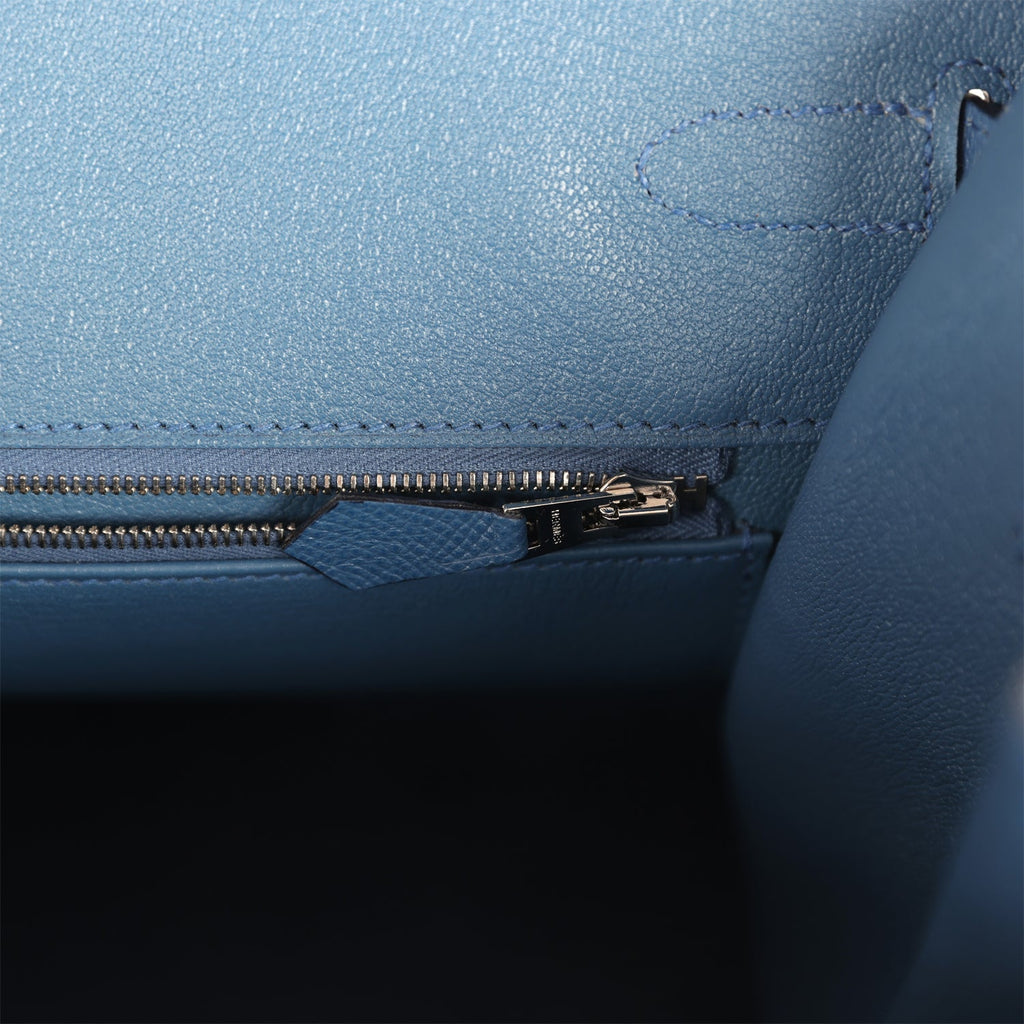 Hermes "Sunset" Birkin Sellier 35 Abricot, Bleu Agate, Magnolia and Rouge Casaque Epsom Palladium Hardware - Image 10