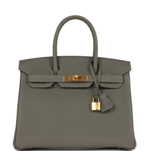 Pre-owned Hermes Birkin 30 Gris Meyer Togo Gold Hardware