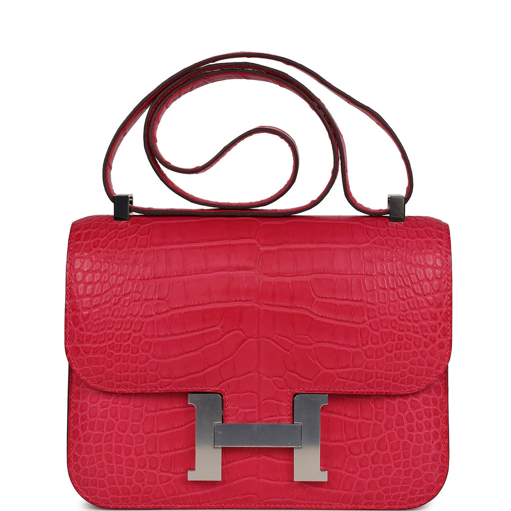Hermes Constance 1-24 Rose Extreme Matte Alligator Palladium Hardware