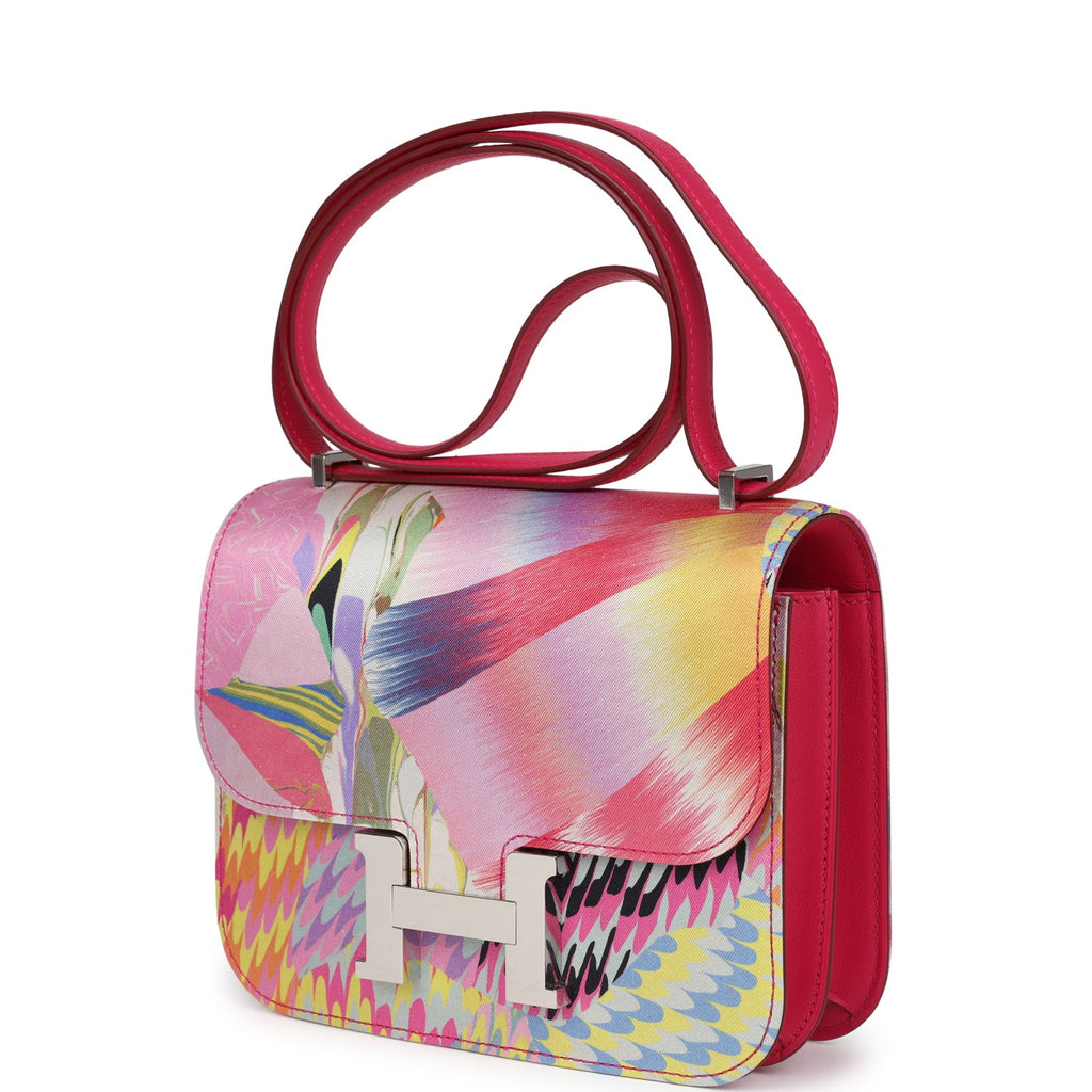 Pre-owned Hermes Constance 18 "Marble Silk" Rose Mexico Swift Palladium Hardware - Image 6