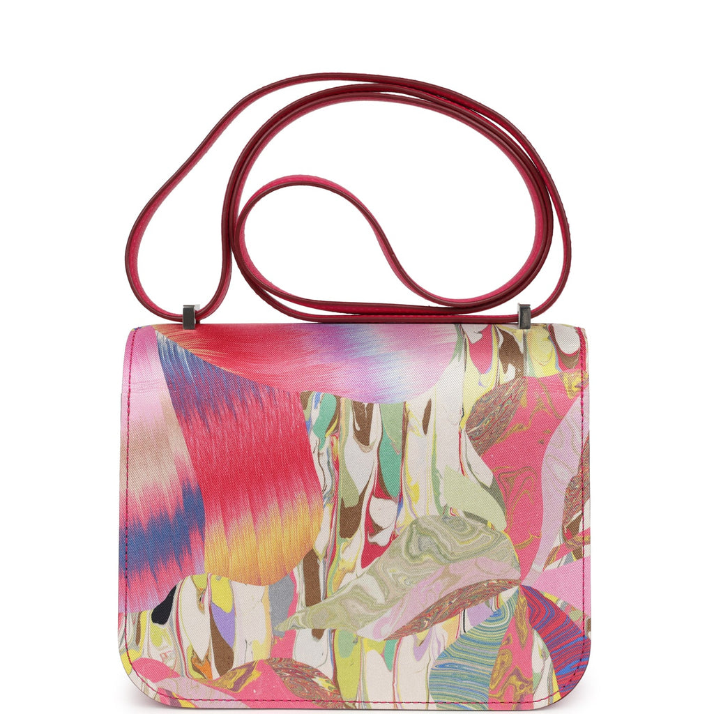 Pre-owned Hermes Constance 18 "Marble Silk" Rose Mexico Swift Palladium Hardware - Image 5