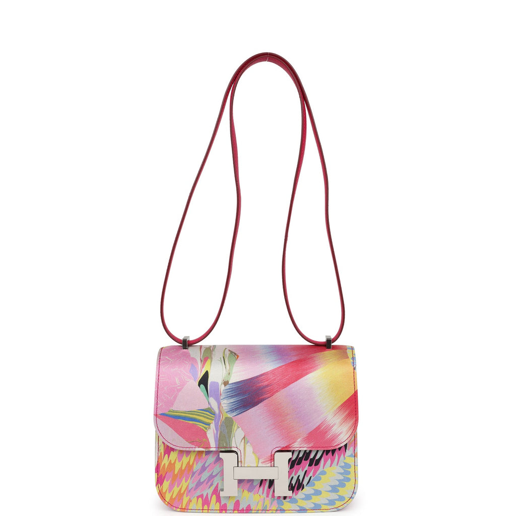 Pre-owned Hermes Constance 18 "Marble Silk" Rose Mexico Swift Palladium Hardware - Image 8