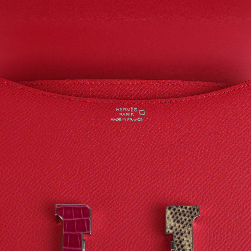 Pre-owned Hermes Constance 18 Rose Extreme Epsom Marquette Palladium Hardware - Image 8