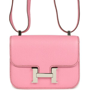 Pre-owned Hermes Micro Constance 14 Bubblegum Epsom Palladium Hardware