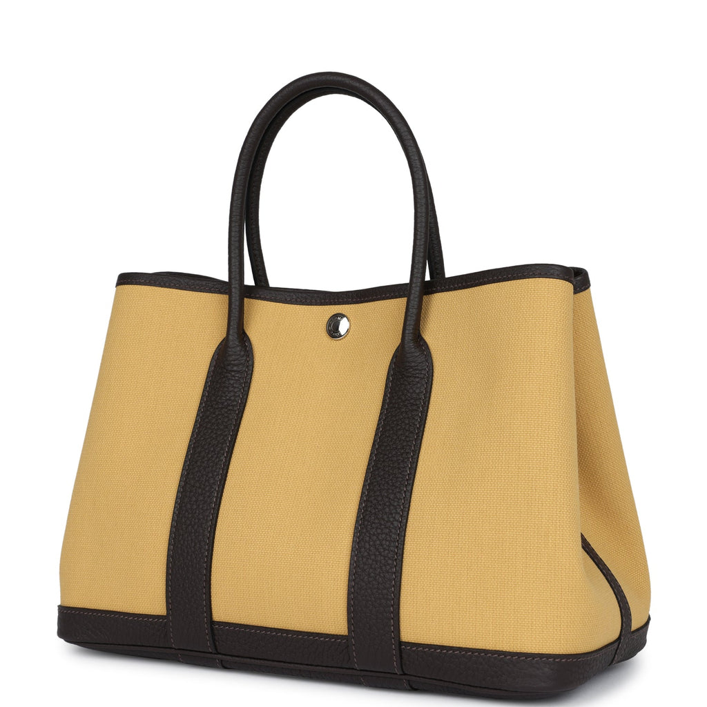 Hermes Garden Party 30 Paille Toile Militaire Canvas and Ebene Negonda Palladium Hardware - Image 6