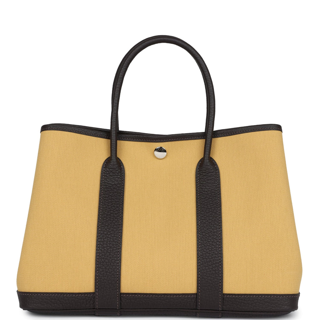 Hermes Garden Party 30 Paille Toile Militaire Canvas and Ebene Negonda Palladium Hardware - Image 5