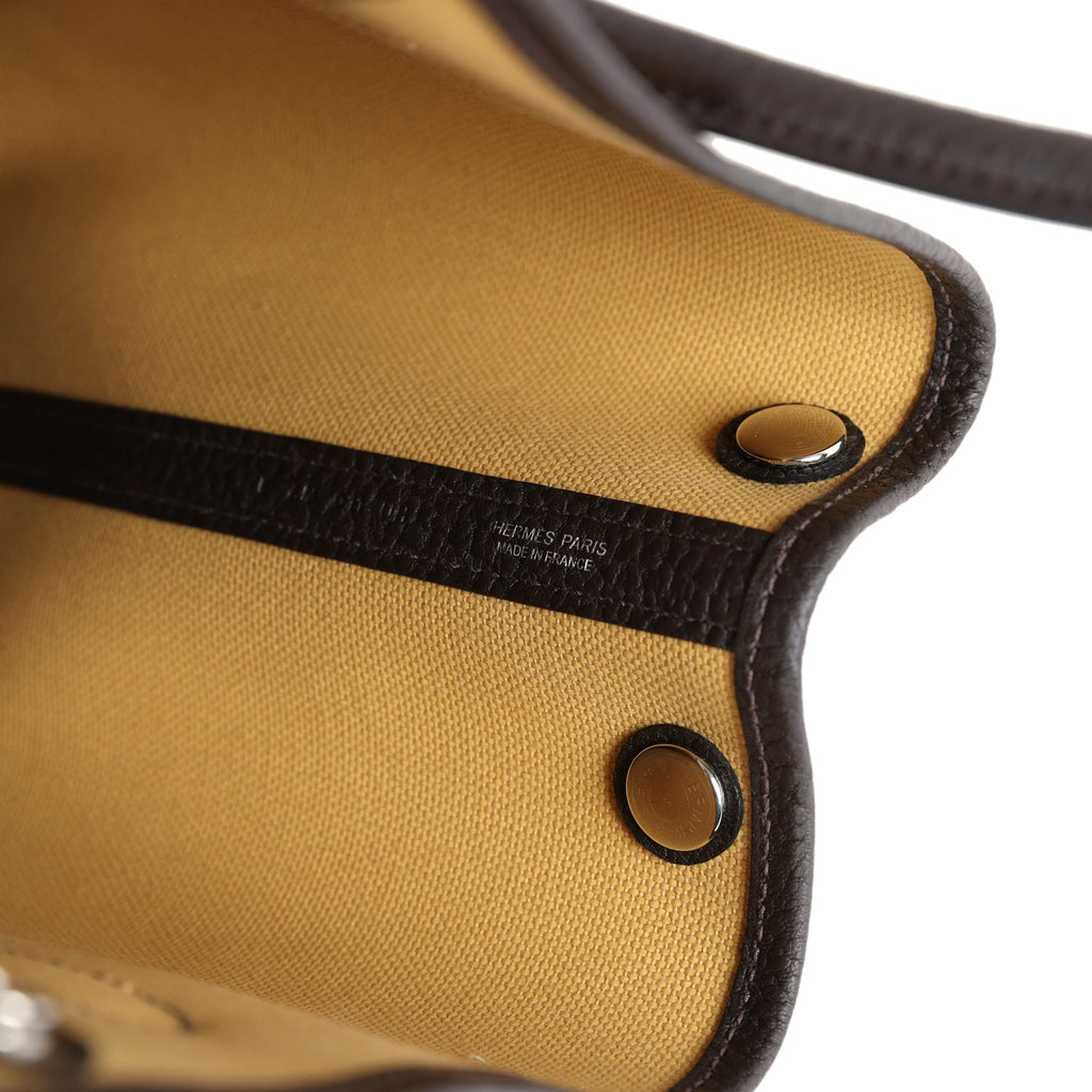 Hermes Garden Party 30 Paille Toile Militaire Canvas and Ebene Negonda Palladium Hardware - Image 9
