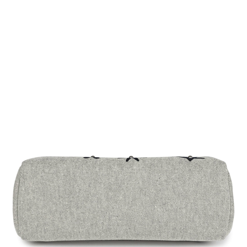 Hermes Herbag Zip 31 PM Hobnailed Black and Ecru Printed H Plume Canvas and Vache Hunter Palladium Hardware - Image 7