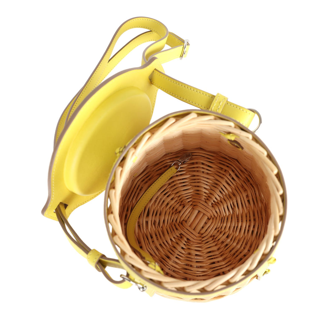 Hermes Farming Picnic Bag Lime Swift and Naturel Osier Wicker Palladium Hardware - Image 9