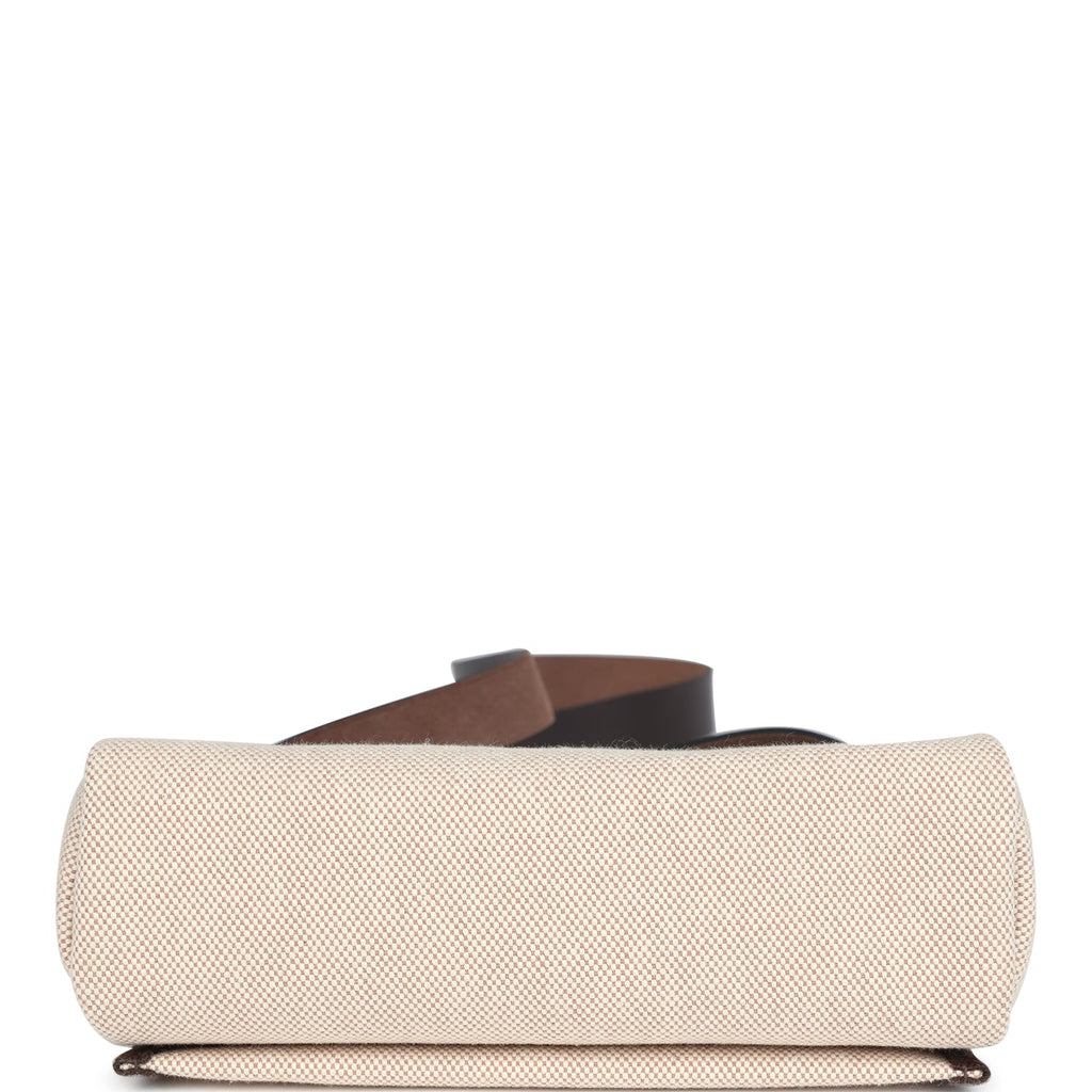 Hermes Herbag Zip 20 Mini Ecru and Beige Toile H Canvas and Ebene Vache Hunter Gold Hardware - Image 8
