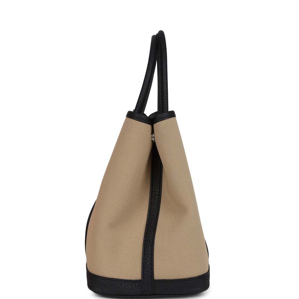 Hermes Garden Party 30 Trench Toile Officier Canvas and Black Negonda Palladium Hardware - Image 4